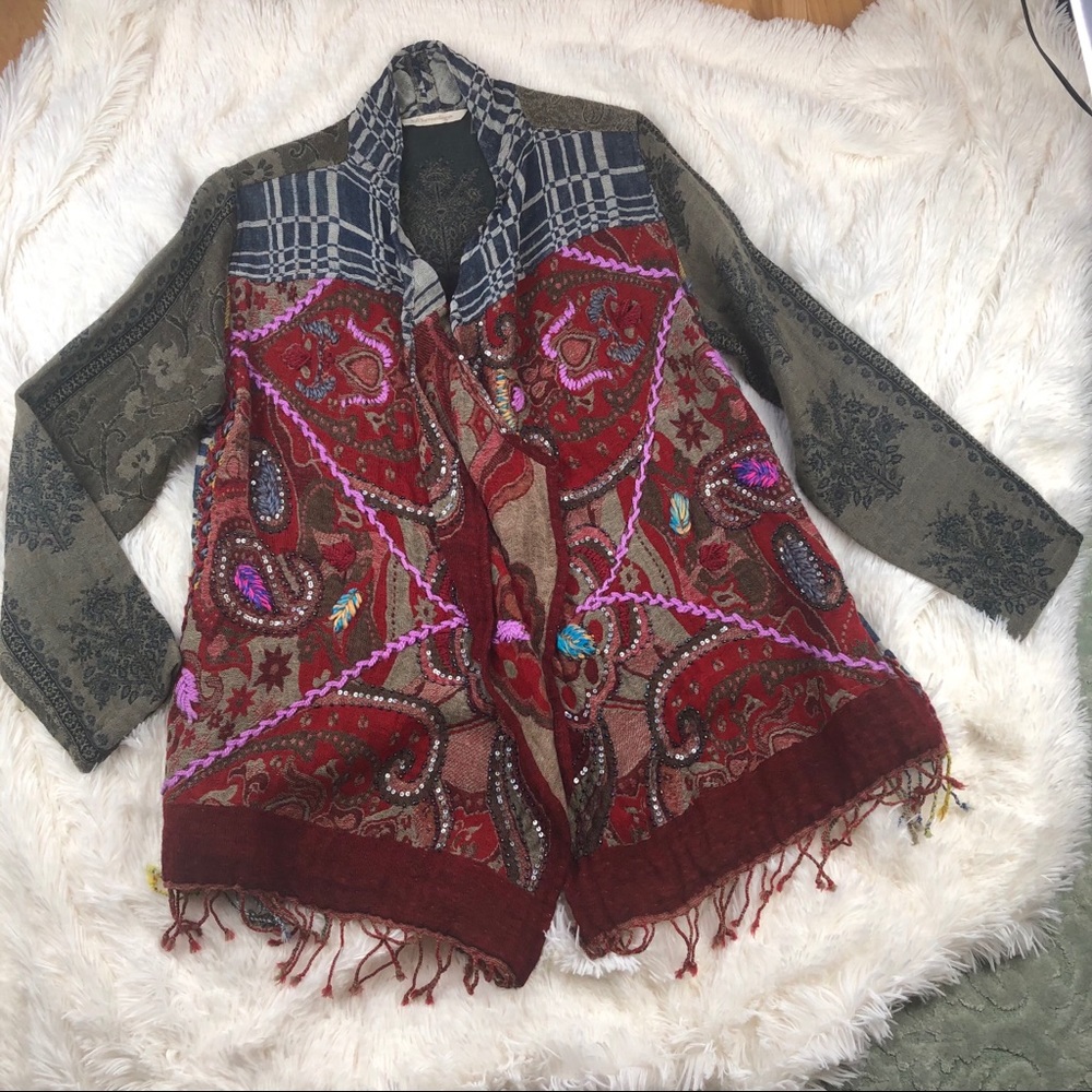 SOFT SURROUNDINGS EMBROIDERED KIMONO JACKET